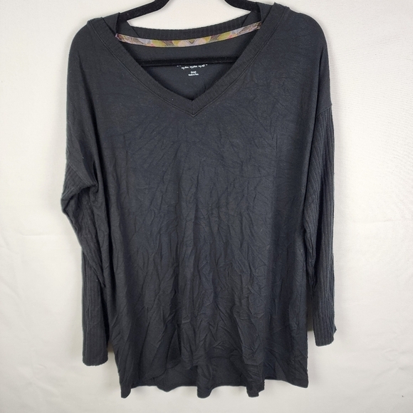 Soft Surroundings Black Soft Knit Dolman Style Tunic with Ribbed Trim Size Small - Picture 1 of 6